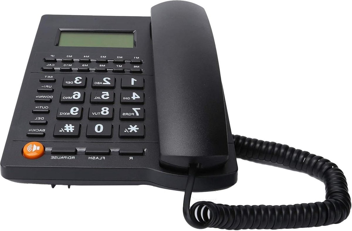 Vaste Bureautelefoon met Grote Knoppen, Bellerweergave en Handsfree Functie - Zwart .