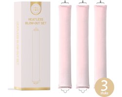 BeBliss Heatless Blowout Set - Heatless Curls Tool - Set van 3 - Krullen Zonder Hitte - Haarrollers Met Klipjes - Roze - Krullend Haar Producten - Haarkruller - Blow Out Look