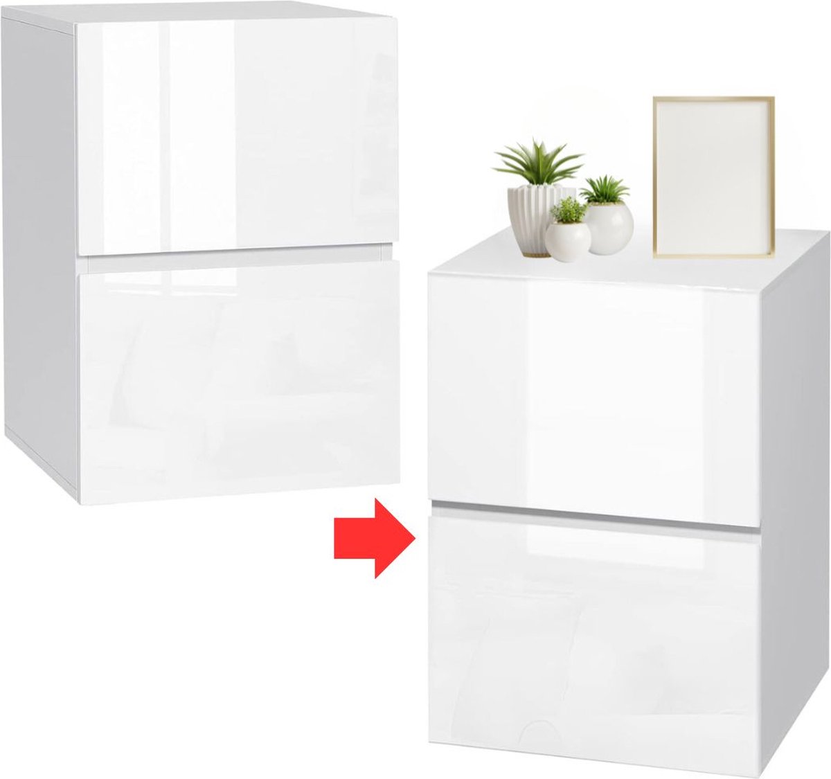 DailySupplies® Nachtkastje set van 2 - Nachtkastjes Industrieel - Kastje met Lades - Wit