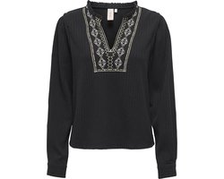 Only T-shirt Onlemma Ls Detail V-neck Top Wvn Cs 15334116 Black Dames Maat - XS