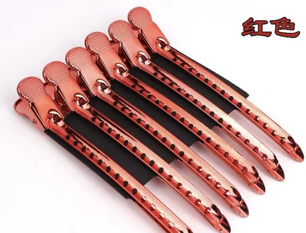 HAARCLIP ROOD 6 stuks size 95mm