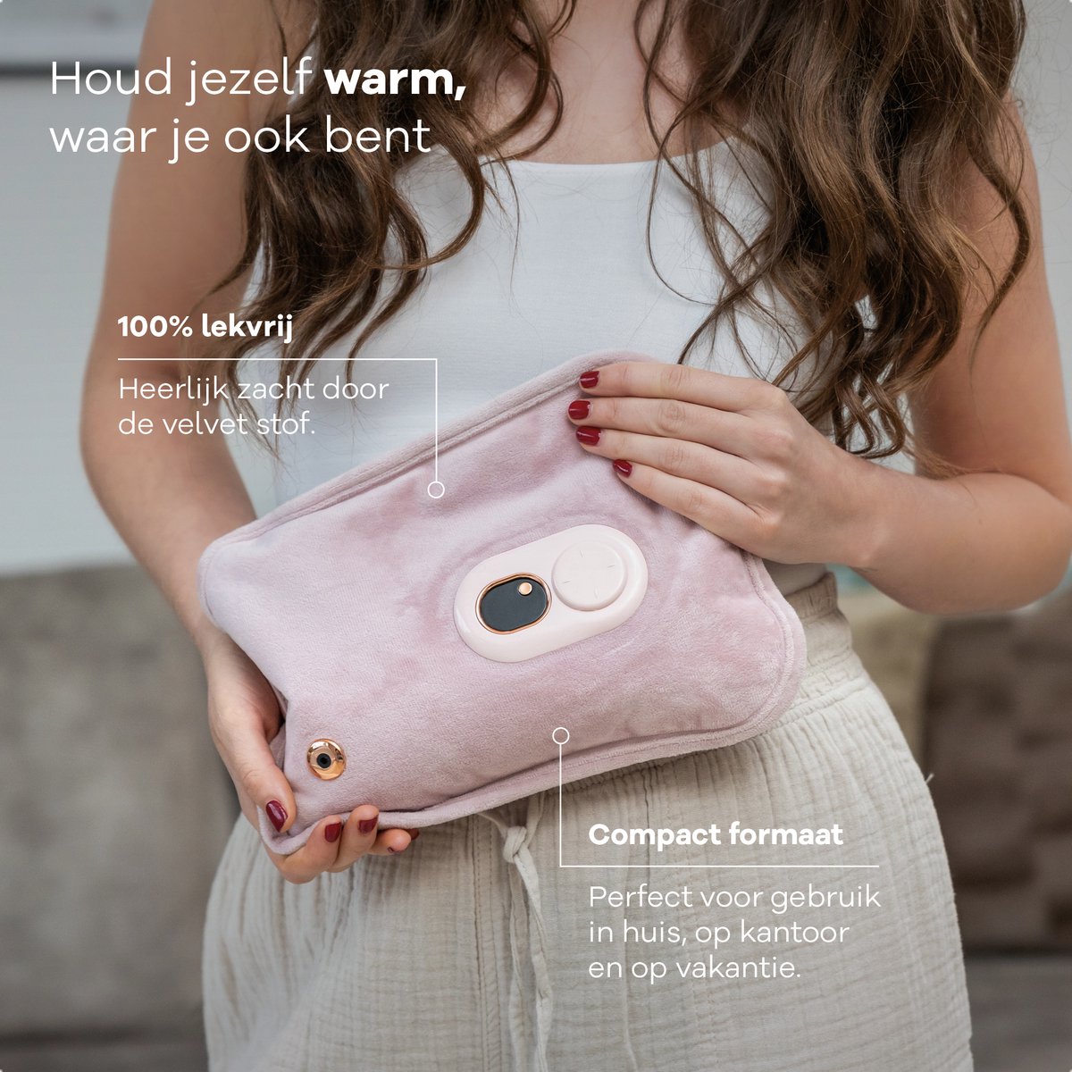 Zenwave Elektrische Kruik met Hoes - Digitaal Display - Warmtekruik & Waterkruik met Handwarmers - Oplaadbare Warmtekussen - Menstruatie Warmteband - Duurzaam & Draadloos - Kamperen & Outdoor - Warmwaterkruik Roze – foto 8