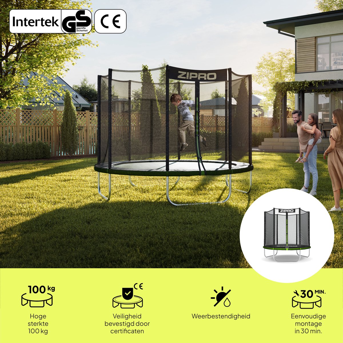 ZIPRO Jump Pro OUT - Trampoline Ø183cm 6FT - Trampoline met veiligheidsnet - Voor kinderen - max. 100 kg - UV-bestendig — afbeelding 2