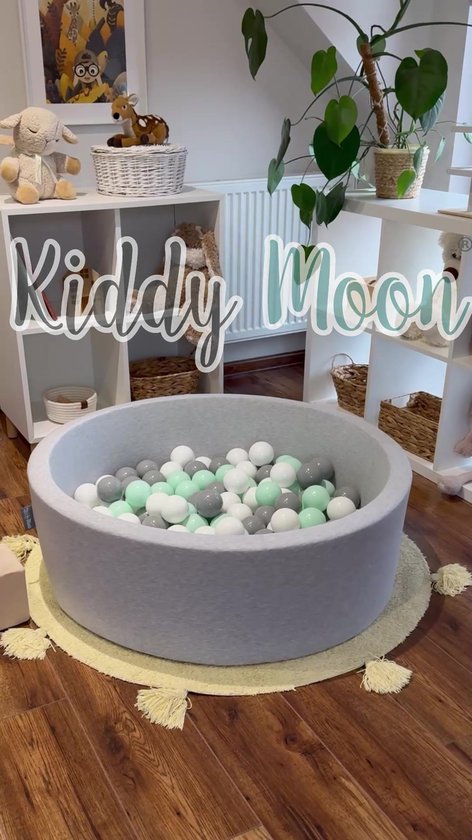KiddyMoon Piscine à Balles avec Balles Colorées 90X30cm/200 Balles ∅ 7cm pour Bébé Enfants Ronde, Menthe avec Chocolat: Marron/Menthe