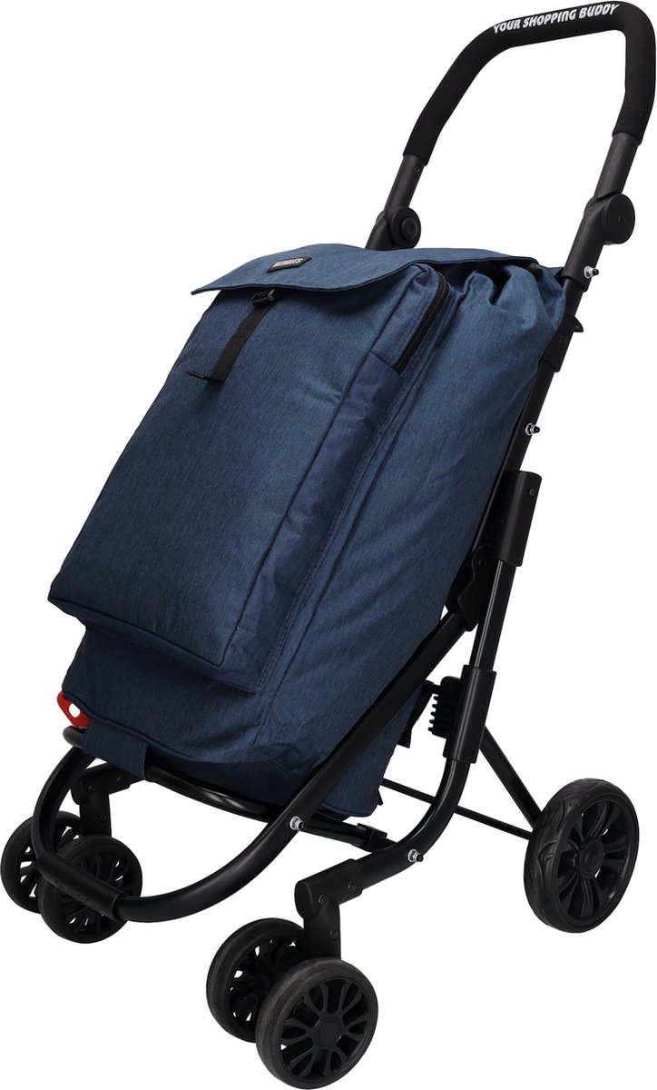 Beagles Shop & Go Boodschappen trolley - Boodschappenkar - Duwkar - Koelvak - Vierwiel - Blauw