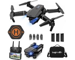 Logivision E88 Drone - Drone met 4K Camera - Mini drone - Drones - Voor Kinderen/Volwassenen - Drone DJI - Tot 90 Minuten Vliegen - Inclusief Opbergtas, Landing pad, 3 Batterijen