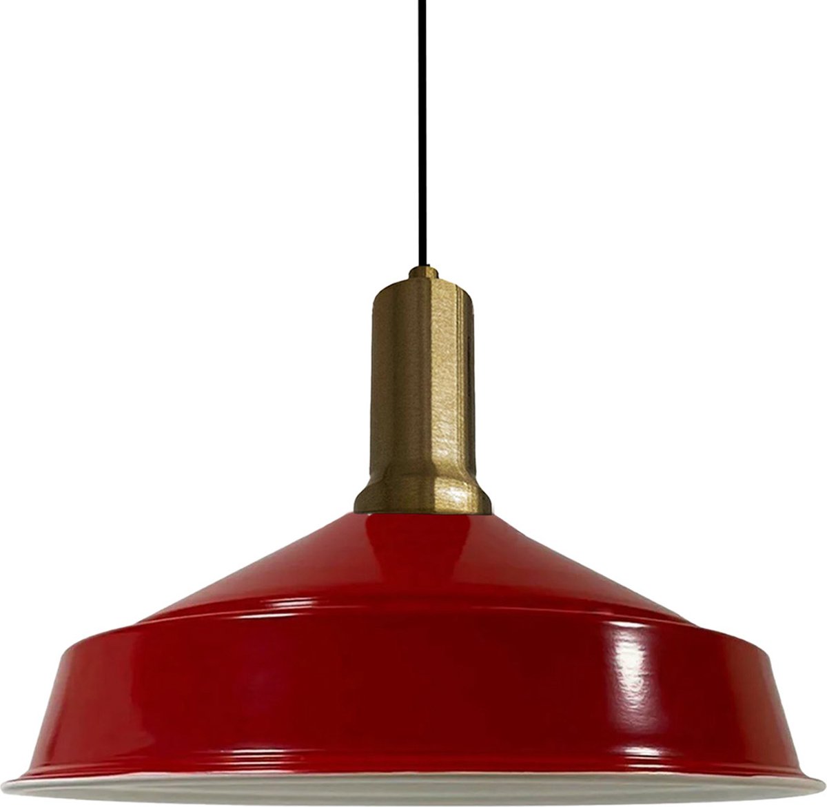 Bamyum Hanglamp Eettafel Hout Ø40 cm, Industriële Hanglamp, Rood Metalen