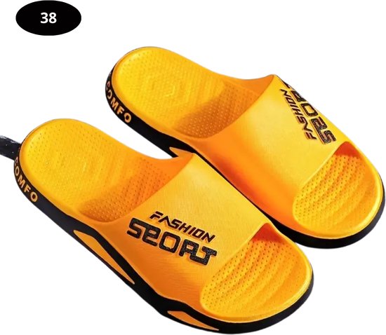 Chaussons de bain Bovista pour femme et homme - Confortables - Tongs - Sauna - Été - Jaune - Taille 38