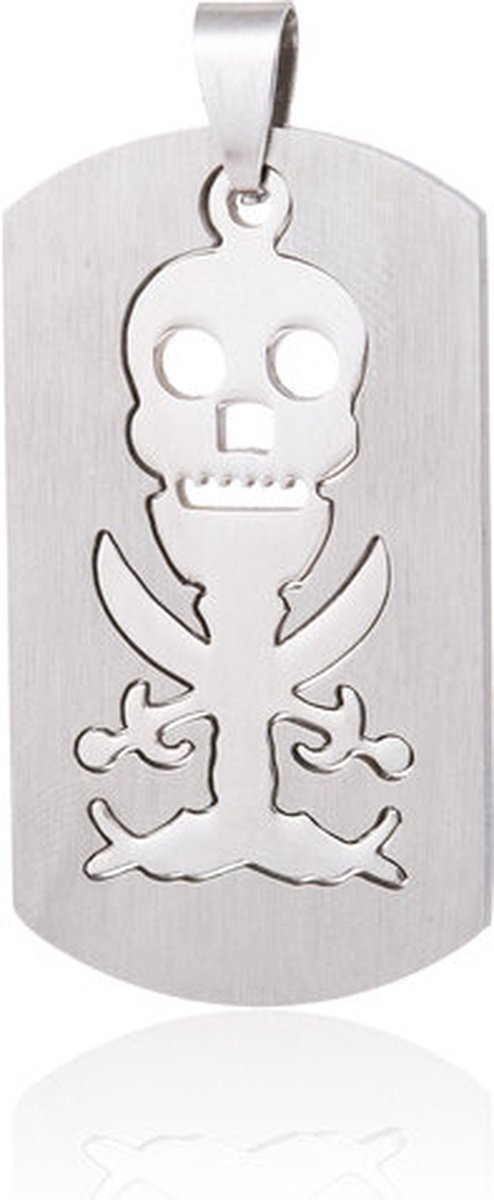 Ketting stainless steel met als een hanger een doodskop