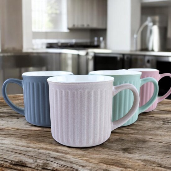 OTIX Koffiekopjes - met Oor - Set van 4 - Koffietassen - 250ml - Theemok - Aardewerk - MOSS