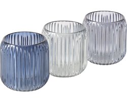 Boltze theelichthouder blauw Set Van 3 Remsa