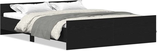 vidaXL - Cadre de lit - sans - matelas - 160x200 - cm - traité - bois - noir - couleur chêne