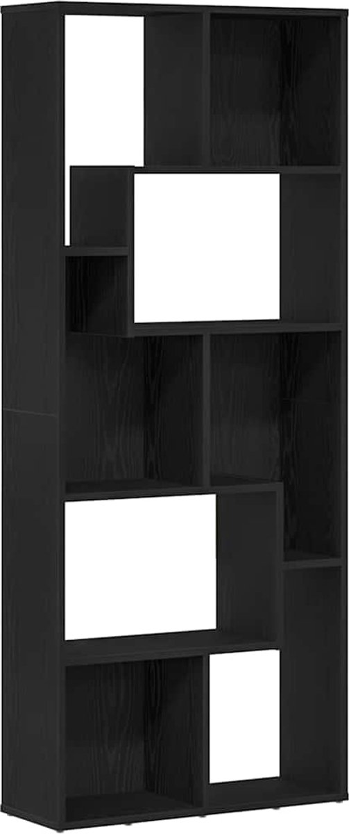 vidaXL - Boekenkast - 67x24x161 - cm - bewerkt - hout - zwart - eikenkleurig