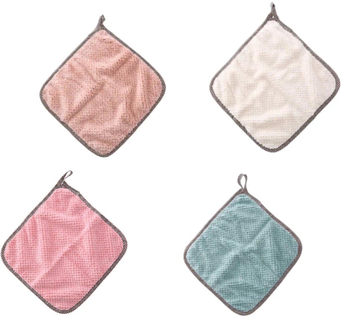 Goedkoopste 4 stuks - Vaatdoek - Kan worden opgehangen - koraal fleece - Pluisvrije en absorberende doeken - schoonmaakdoekje - Microvezel Schoonmaakdoekjes - 25 27.5cm - roze&boon groen&Gebroken wit&Vlees poeder