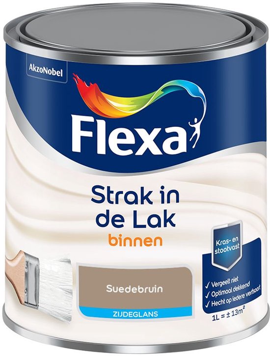 Flexa - Strak in de Lak Binnenlak Zijdeglans - Suedebruin - Mengverf - 1 L