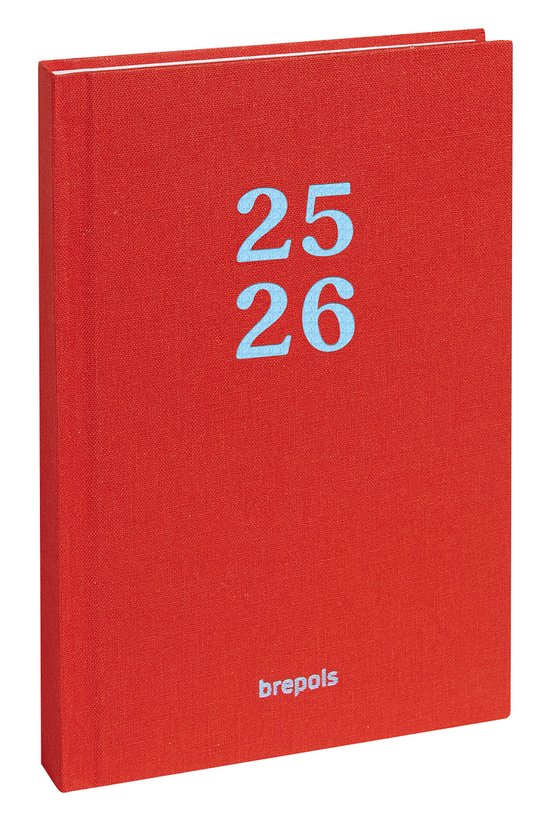 Agenda scolaire Brepols 2025-2026 - RAINBOW - 1 jour par page - Couverture en lin - Aperçu des jours - Rouge - 11,5 x 16,9 cm