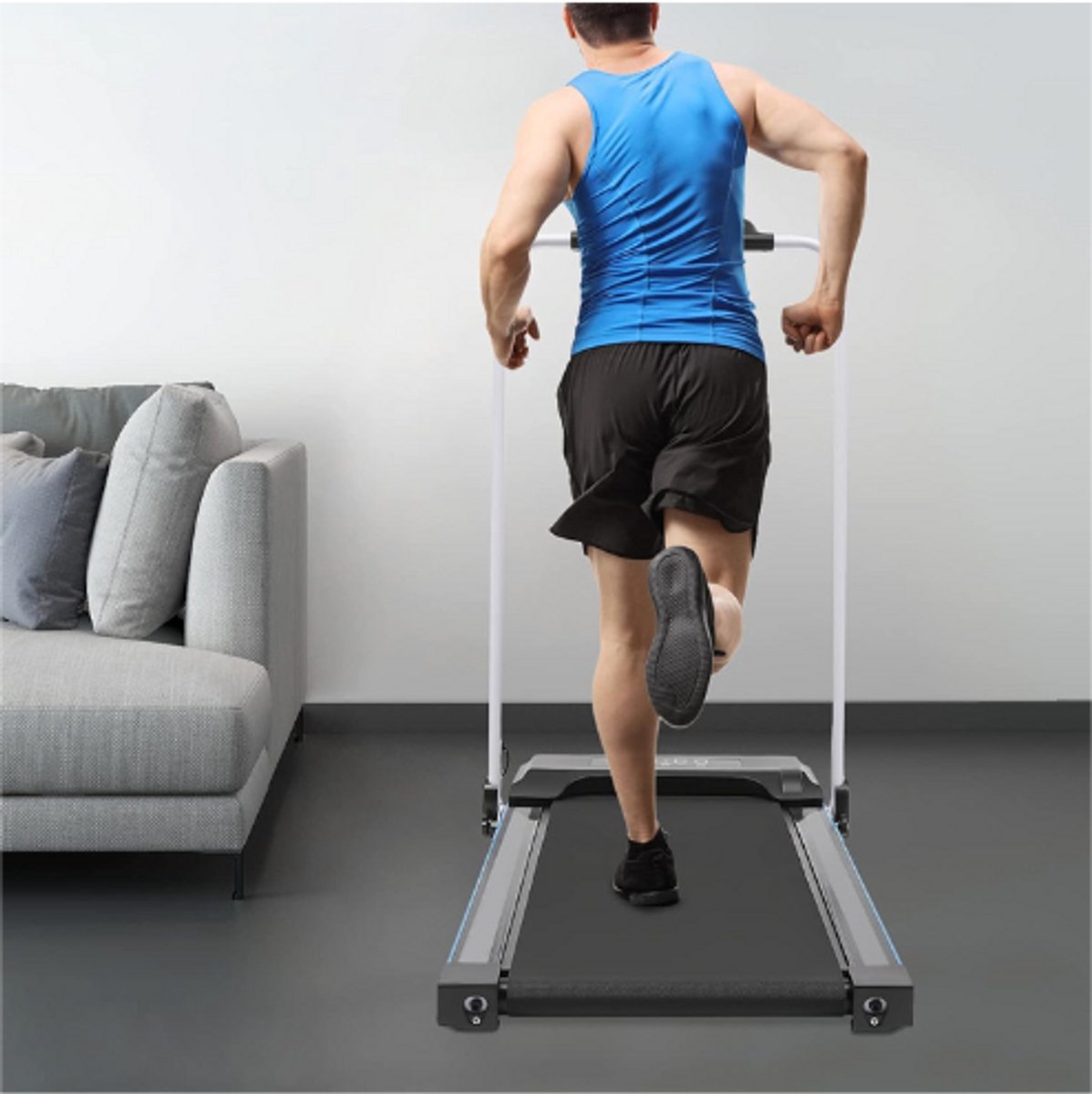 Afbeelding 2 van Elektrische Loopband voor Thuis, Opvouwbare Wandelpad 0,8 - 10 km/u, 2 HP Onder het Bureau, LED-Display en Afstandsbediening voor Thuis en Kantoor, Zwart