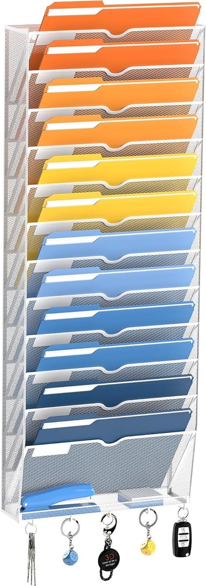 Unyqoos ® Ruime Wandorganizer met 13 Vakken voor Documenten en Accessoires wit