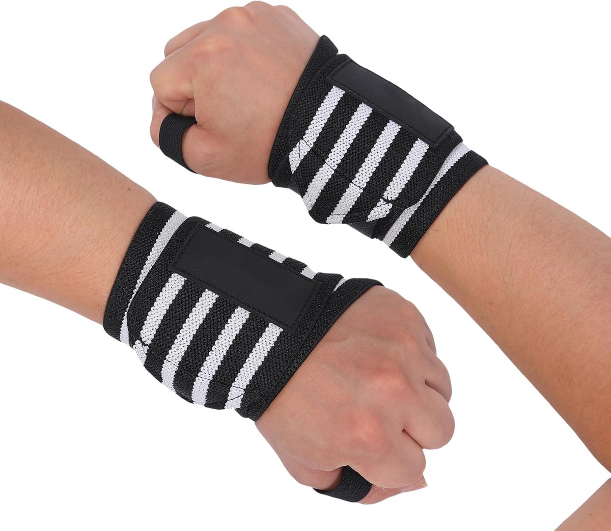 Endless Stretchable Wristband Strap Thumb Loop | Zwart | Materiaal: Nylon-Polyester | Voor Gewichtheffen, Powerlifting, Bodybuilding, Krachttraining & Crossfit | Eén maat | Voor Unisex | Verpakking van 1