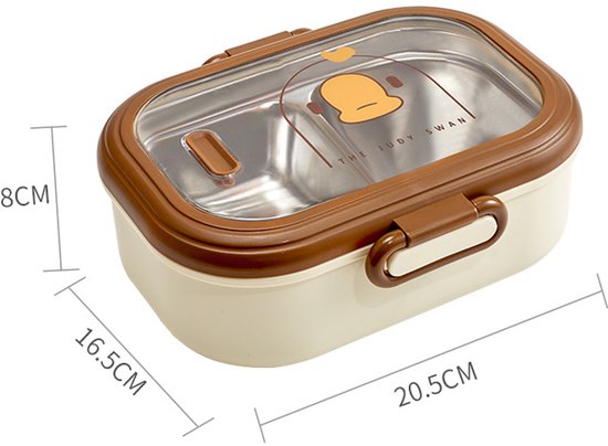 Lunch box - Bento box - Lunch box adulte - Lunch box enfant - Lunch box inox - Lunch box compartimentée - Lunch box - Hermétique et anti-fuite - Sans BPA - Marron