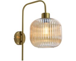 Olucia - CHARLOIS - Wandlamp - Amber / Goud - Vorm: Rond