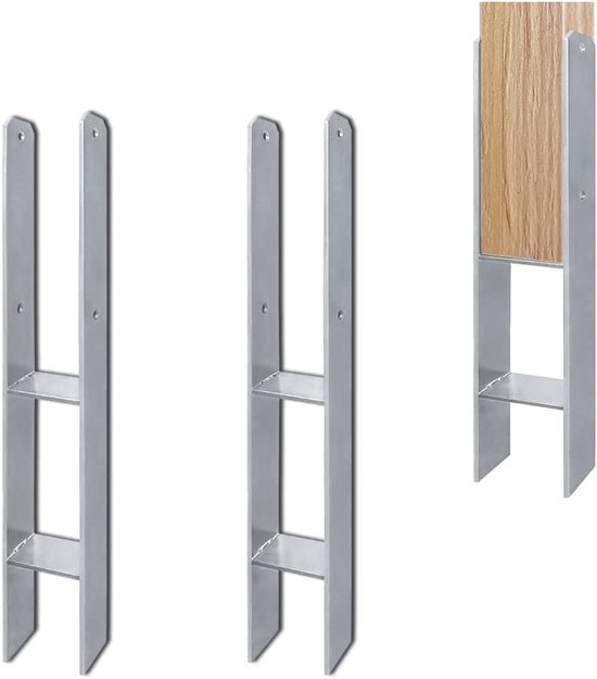 ACXIN 6 Stück H-Pfostenträger H-Anker Pfostenanker Set in Rostfreier Stahl mit Beschichtung, für feste Installationen im Freien, 121x600mm, 5mm Materialstärke