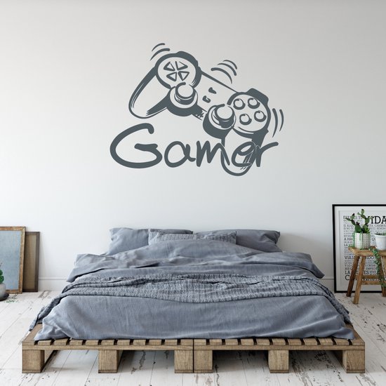 Sticker Muursticker Gamer - Rouge - 100 x 76 cm - Textes anglais pour bébé et chambre d'enfant - Muursticker4Sale