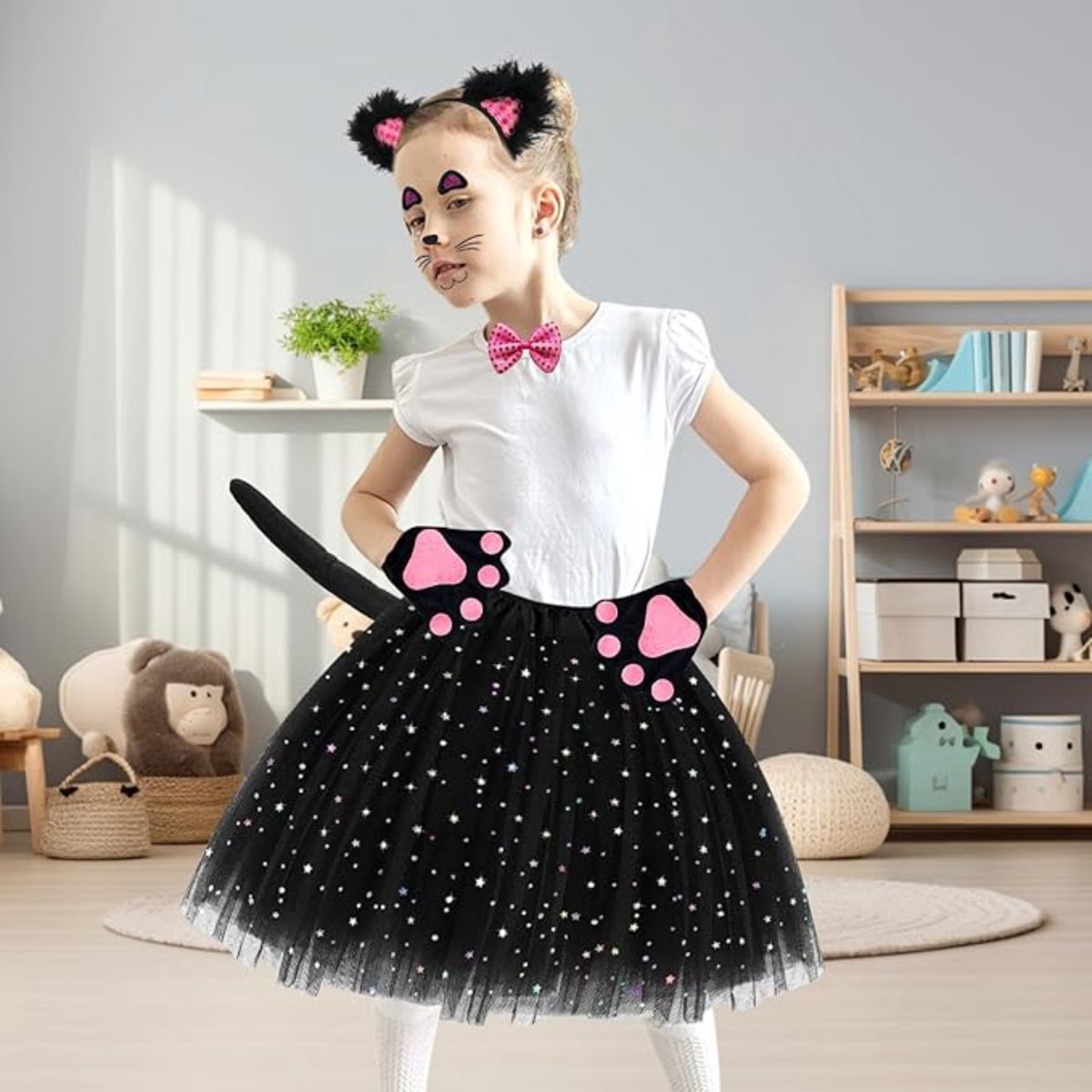 Beamely Kattenoutfitset voor vrouwen, kattencosplay-accessoires met