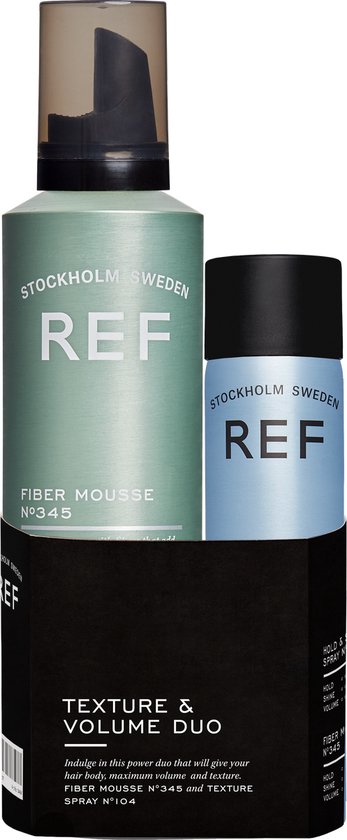 REF Stockholm - Fiber Mousse Texture & Volume Duo Set - Fiber Mousse 250ml + Texture Spray 75ml - Voor ideale textuur en volume voor elke haarstijl - Geschikt voor alle haartypen en perfect voor krullen