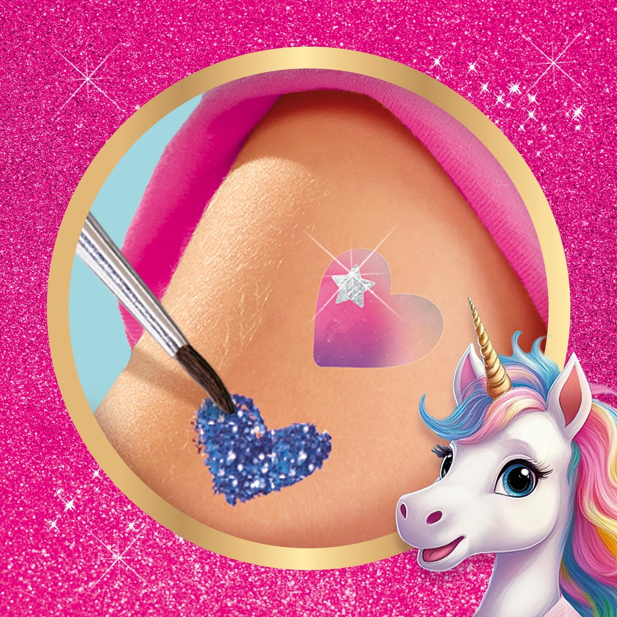 SES Creative Unicorn Tattoos en Glitters - 64 Eenhoornmotieven - Voor Meisjes vanaf 5 Jaar - Tattoos Kinderen - Eenvoudig Verwijderbaar - Schoencadeautjes Sinterklaas — cadeau in Hobby - foto 6