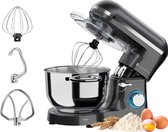 KitchenBrothers Keukenmachine - 1400W - Keukenrobot - 6,2L - Mixer met Mengkom - Keukenmixer - Antraciet