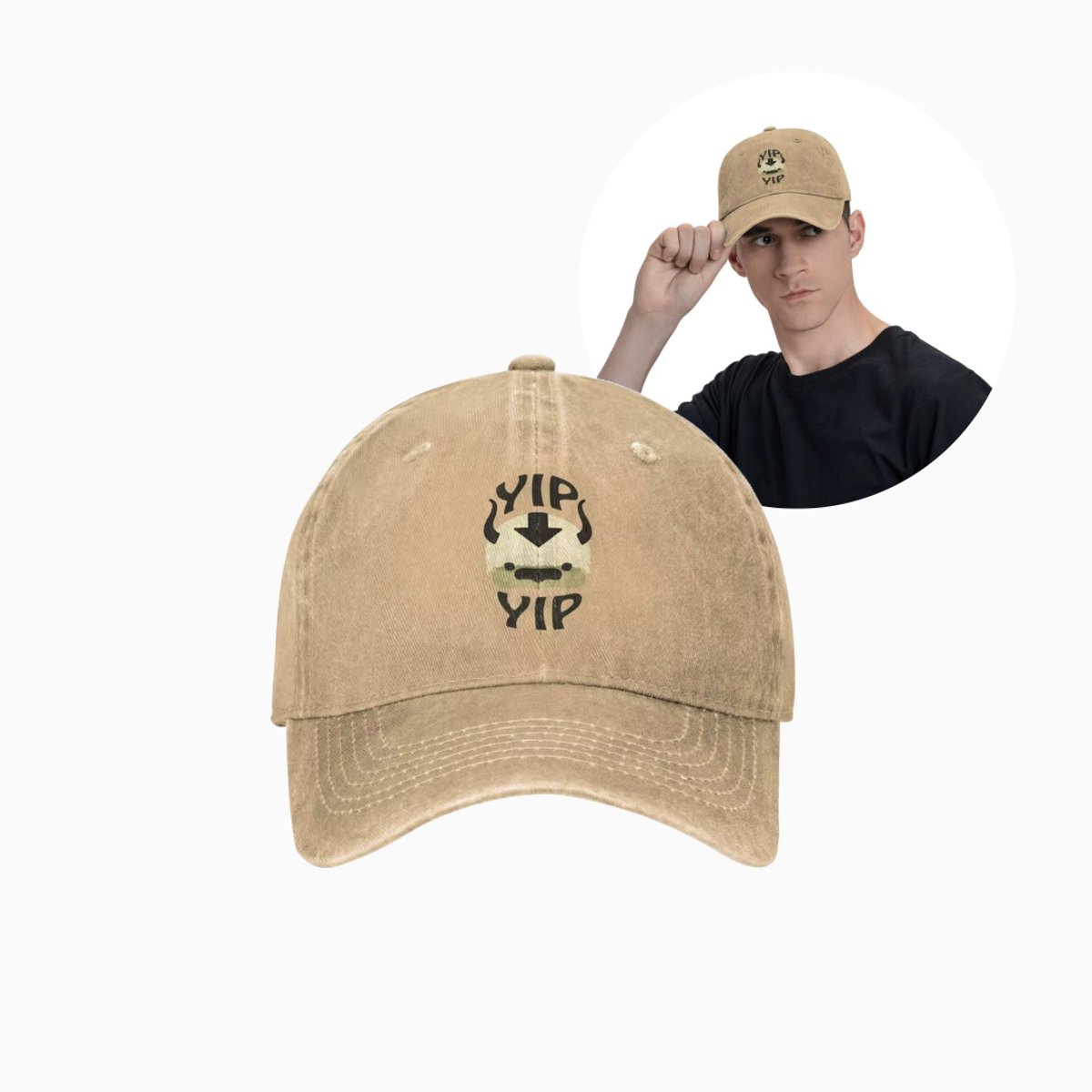 Appa Pet - Avatar The Last Airbender – Yip Yip Cap | Vintage Baseball Cap | Verstelbare Unisex Anime Hoed | Cadeau voor Avatar Fans | Aang | Momo | Sokka | Katara | Zuko | Luchtbison | Dad Petje | Hat