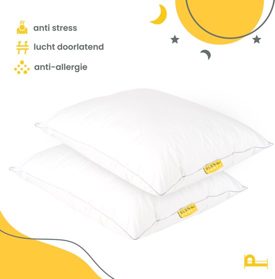 Oreiller Sleep Comfy de qualité hôtelière | 60x70 cm - Set de 2 - Essai de 30 jours - Comfort ultime - Soulage les douleurs cervicales et dorsales - Orthopédique et ergonomique - Convient à toutes les positions de sommeil