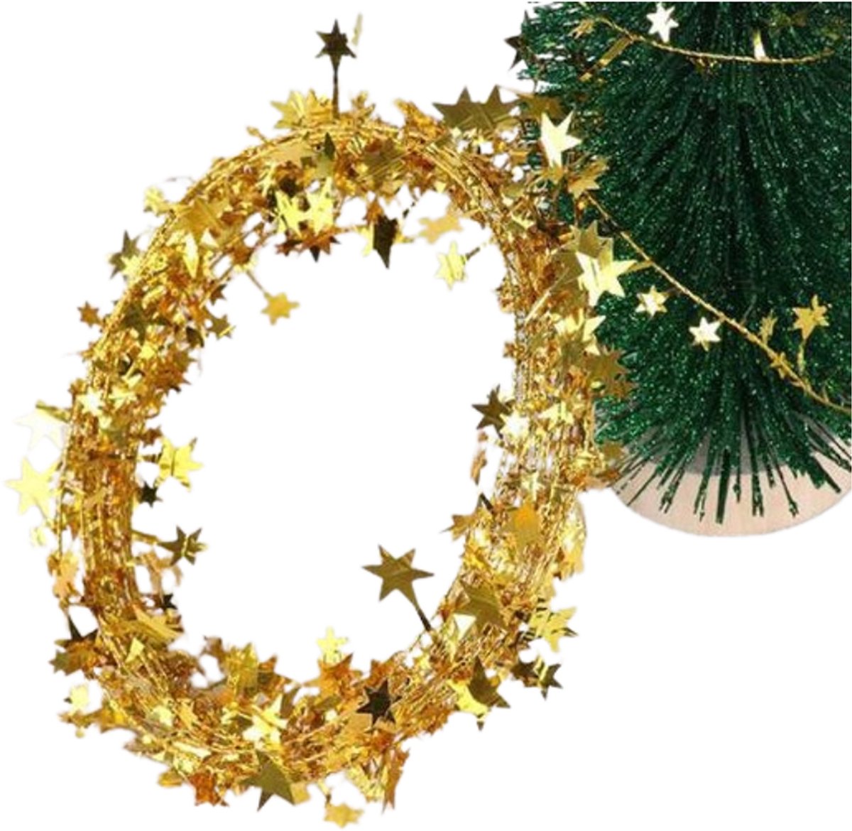 Knaak Goud Lint - Versiering - Decoratie - Slinger - Kerst - Ster - Krans - 7.5 meter - 1 Stuk