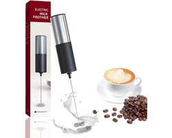 Elektrische Melkopschuimer - Melk Opschuimer Handmatig - Koffie Mini Mixer - Draadloos op Batterijen - Zonder Stekker - Handig op de Camping - RVS