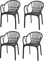 Relaxwonen - Tuinstoelen - Model Sander - Zwart - Horeca kwaliteit - Extra stevig - 4 stuks