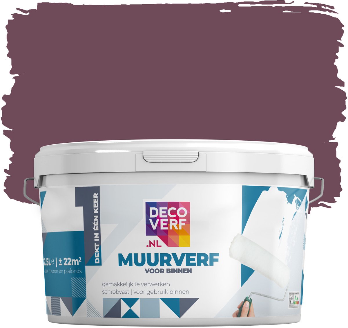 Decoverf muurverf mat aubergine, 2.5L