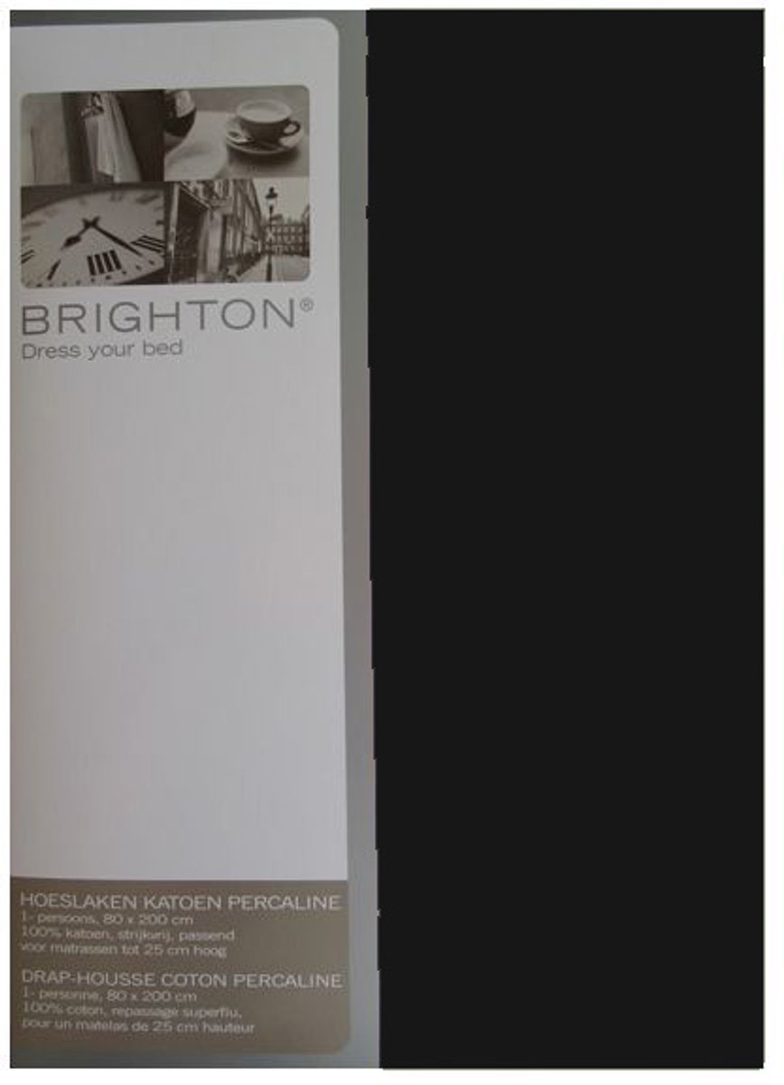 Brighton Hoeslaken - 100% Katoen Perkal - Eenpersoons - 90x220 cm - Zwart