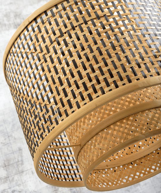 GOOD&MOJO Lampadaire Bhutan - Bamboe Zwart/ Naturel - 55x31x150cm - - Lampadaire Salon - Chambre