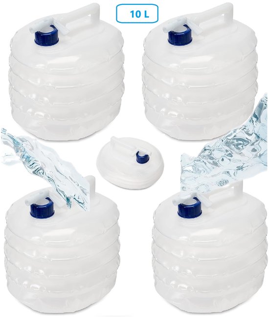 Opvouwbare jerrycan set – 4 stuks – 10 liter – met kraan