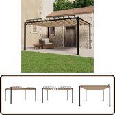 vidaXL Prieel met lamellendak - 3x4 m - Taupe Tuin Prieel - Tuinkamer - Veranda - Parasol - Overkapping