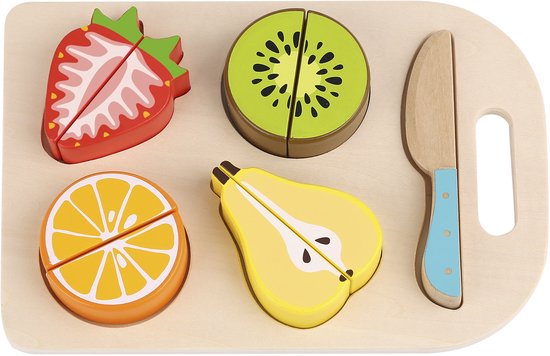 Tooky Toy Fruit Snijplank - Snij je eigen Fruit - Stimulerend houten Montessori speelgoed - Duurzaam, Educatief en Creatief spel voor Kinderen om Zelfredzaamheid en Vaardigheden te Ontwikkelen van Tooky Toy — afbeelding 5