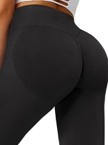 Leggings de sport - Taille haute - Confortable - Élastique - Respirant - Crunch - Lifting des fesses - Leggings de Fitness Yoga pour femmes - Courts - Leggings - Leggings de sport pour Fitness et Yoga - Zwart - Taille XL