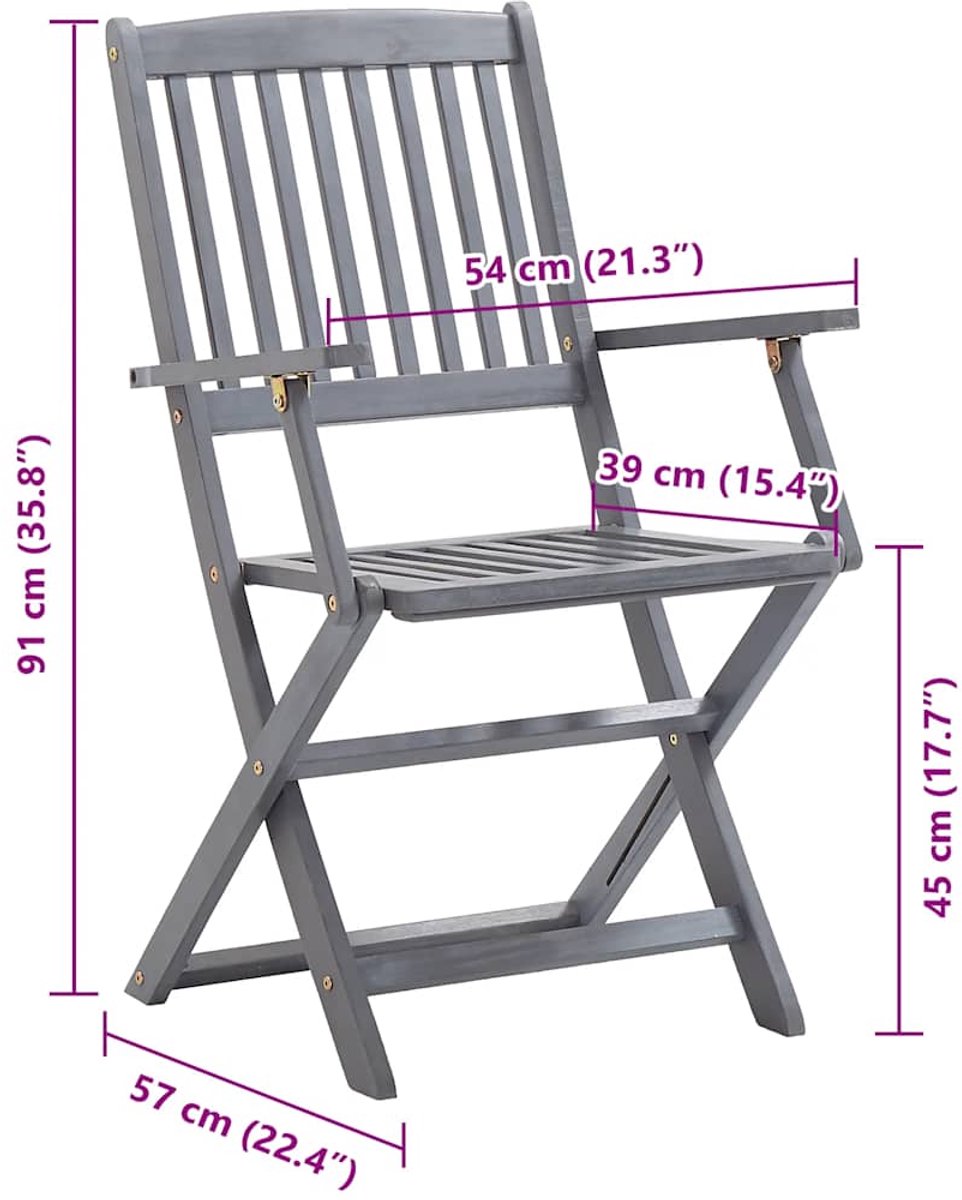 vidaXL - Tuinstoelen - 8 - st - inklapbaar - met - kussens - massief - acaciahout