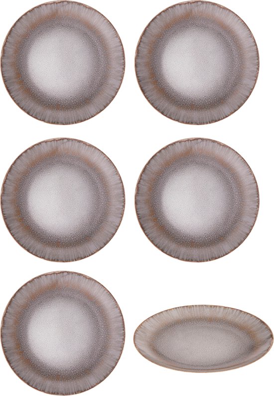 Hazel & Bos Juntos bordenset 6x, porselein, met patroon, 27cm, Esmeralda, dinerborden