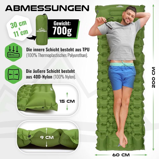 Ultralichte Opblaasbare Camping Slaapmat met Voetpomp van Merkloos — afbeelding 3
