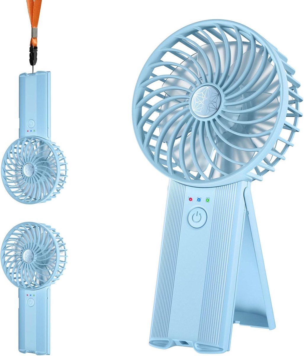 Oplaadbare Mini Handventilator met 4 Snelheden - Stille, Draagbare Ventilator voor Thuis en Reizen