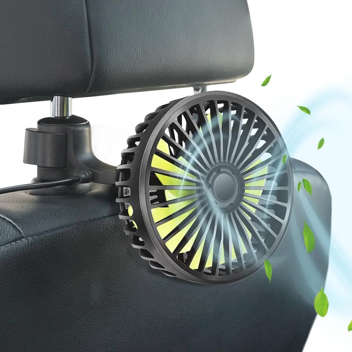 Draagbare 12V USB Autoventilator - Verstelbare Stille Ventilator voor Auto met 3 Snelheden en 360° Rotatie
