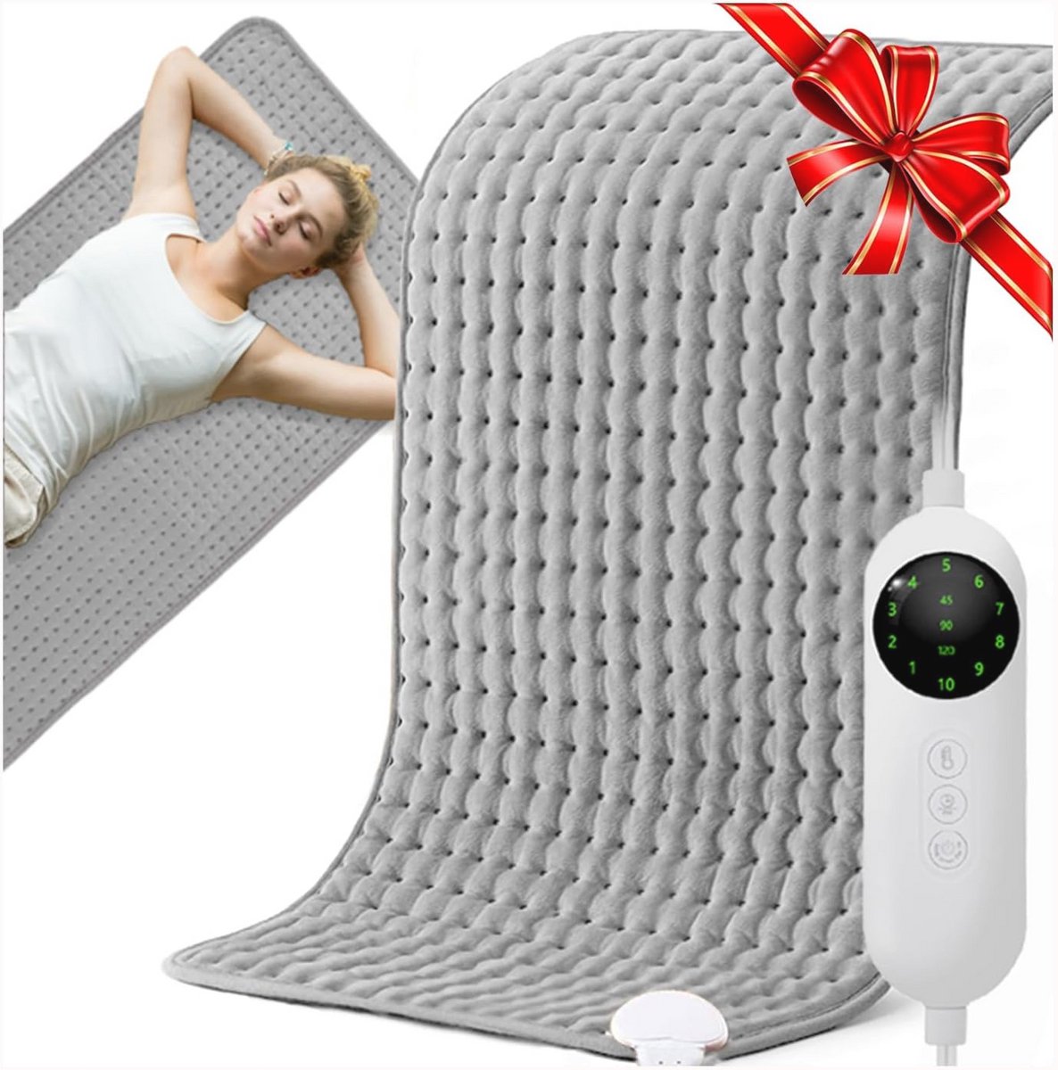 Extra Groot Warmtekussen 100 x 50 cm | Elektrische Verwarmingsmat met 10 Temperatuurniveaus en Automatische Uitschakeling