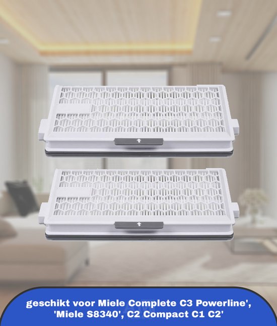 2 HEPA Airclean Plus 50 filters voor Miele Complete C3 Powerline, S8340 stofzuigerfilters - Air Clean SF-HA 50 voor Complete C2 C3 Compact C1 C2 - 2 stuks stofzuigerreserveonderdelen accessoires van